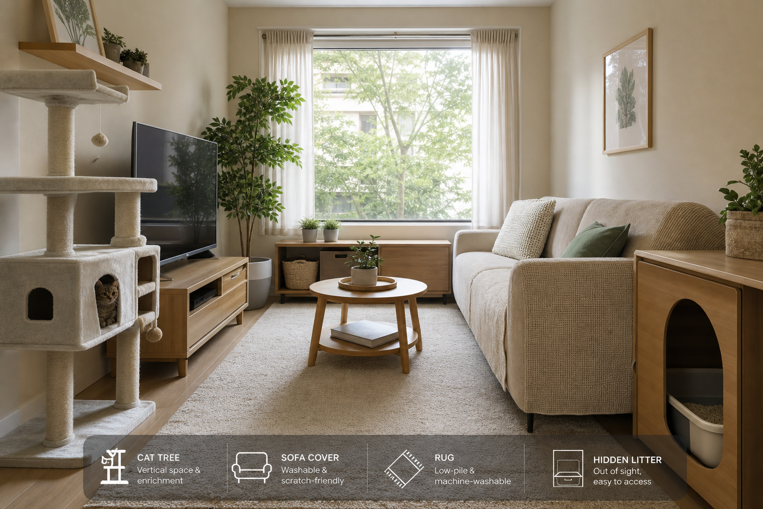 Pet-Friendly Living Room Makeover for a 12×14 ft Apartment