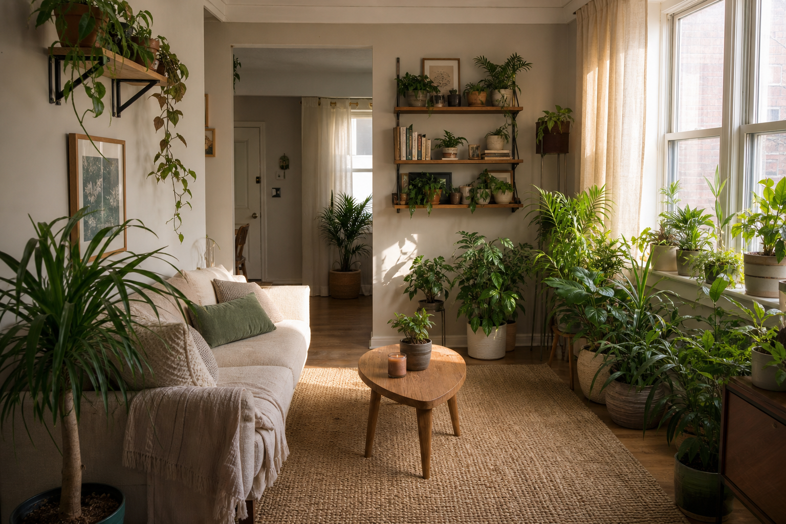 Incorrect crowded plants vs correct layered heights by window
