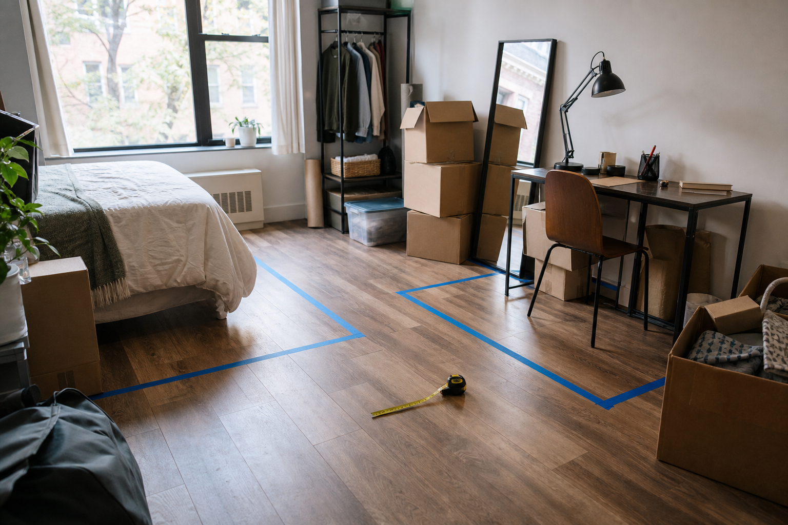 Tape-on-floor studio layout planning